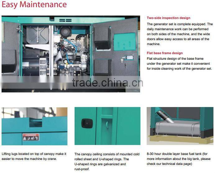 silent generators for sale,60Hz 4 cylinder water cooled generator with CUMMINS NTA855-G1B