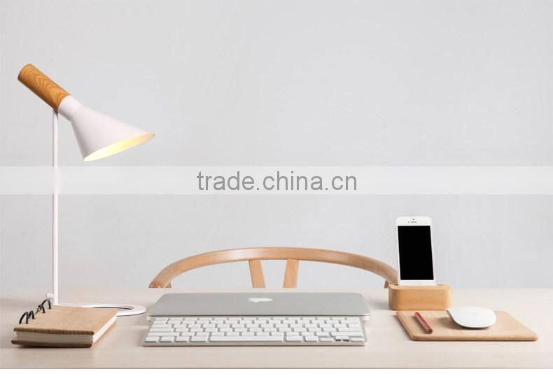 wooden+steel E27*1 table lamp, bedroom /study small desk light ,