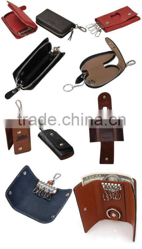 Practical Leather Card Holder Key Holder Wallet with Zipper Closure