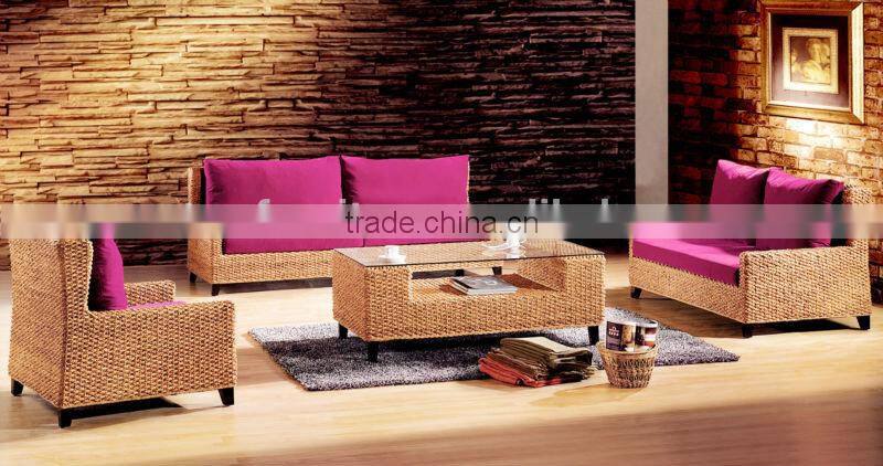 Luxurious rattan sofa set with square arms