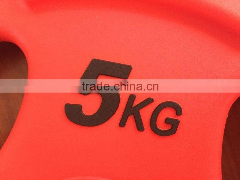 PU (CPU) Tri-grip weight plate color black/three grip weight plate/bumper plate
