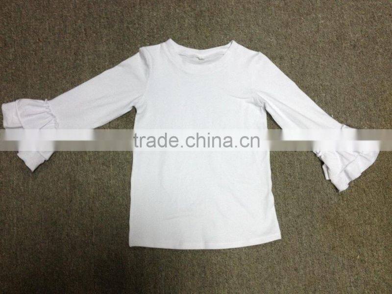 Wholesale baby Ruffle shirts MIX color Miss123 brand,Many color T shirts with double ruffle long sleeve