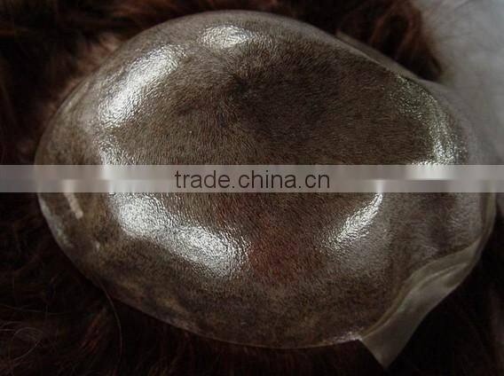 thin pu human hair men's toupee hair replacement