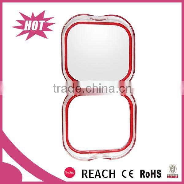 Acrylic square double side make up table folding pocket mirror