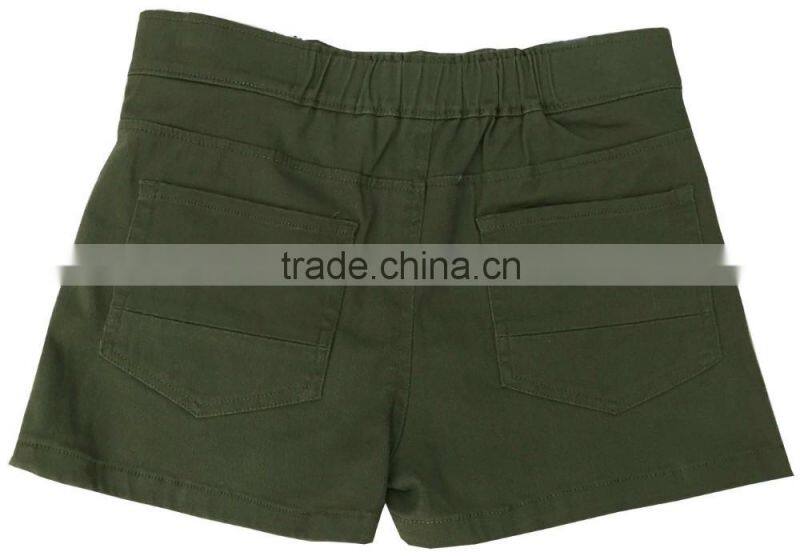 Female stylish design ladies solid color high waistband hot shorts women strech cotton zippers slim shorts manufacturer