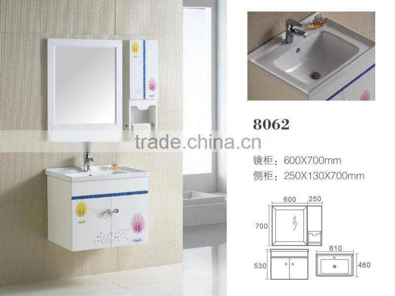 8062 Ceramic Counter top Cabinet Basin thin edge basin Bathroom Sink PVC Cabinet