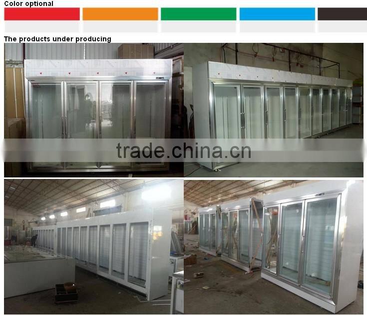 commercial glass door 4door freezer display showcase