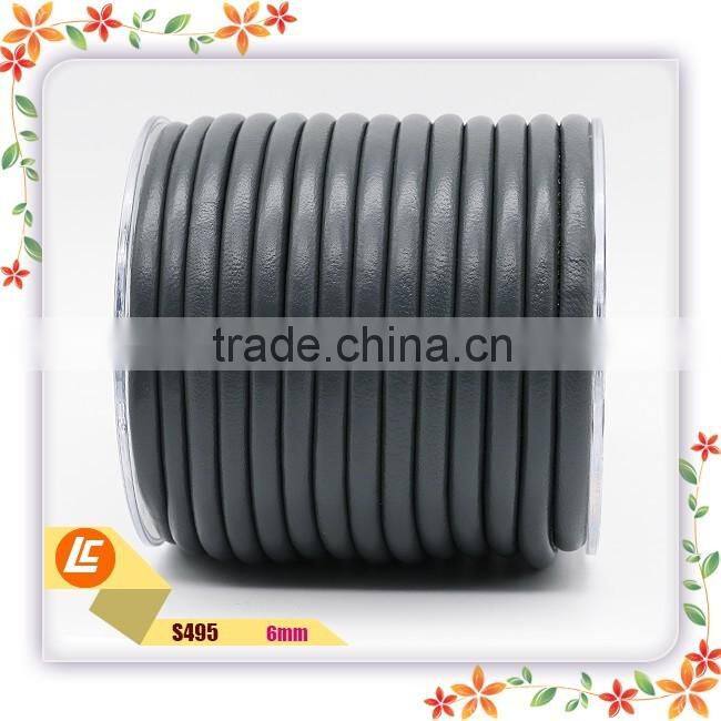 Black exquisite 6mm nappa sheepskin leather cords in delicated stitching