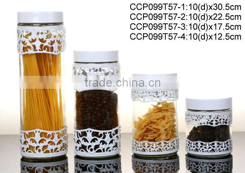 CP042T53 glass jar with engraving metal casing