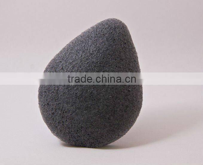 2012 hot-selling charcoal konjac sponge , water-drop konjac sponge