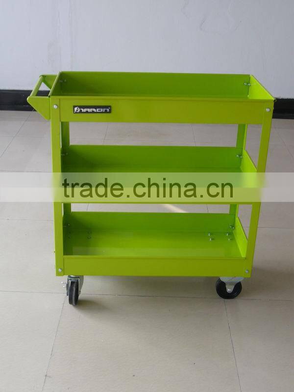 green tool trolley with handle and wheels