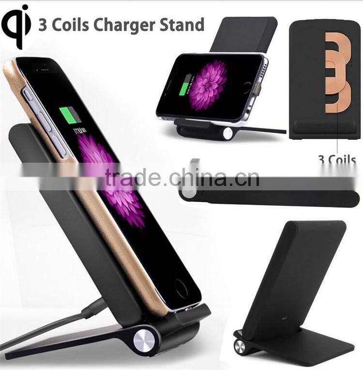 Qi Wireless 3 Coils Charging Mat Stand Charger Pad for Samsung S6 Edge iphone ETC