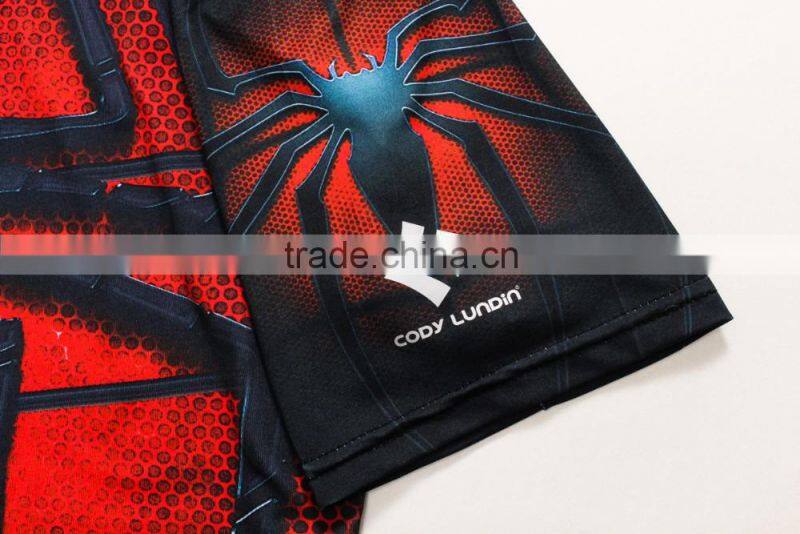 Avengers Captain America/Spiderman/Bat man Justice Superhero Clothing Apparel Men's Sports Running Tights Slim 3D Printing Shirt