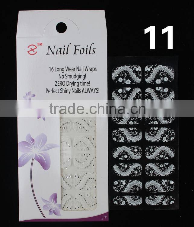 flower nails accesories black/white lace nail wrap ripple popular nail sticker