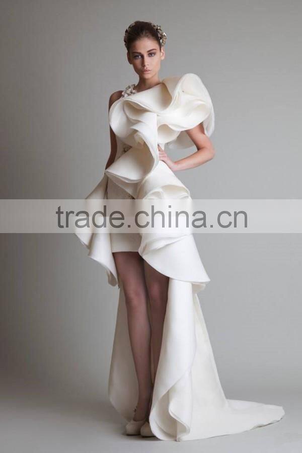 (MY20150907C) MARRY YOU New Collection Romantic Angel Sexy Short Front Long Back Wedding Dress