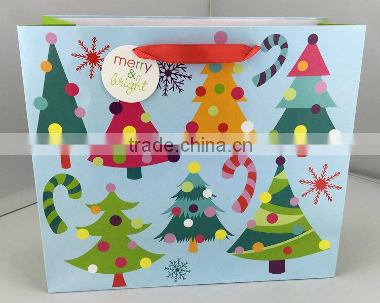Christmas Gift Bag with Red satin Ribbon Paper Gift BAG set