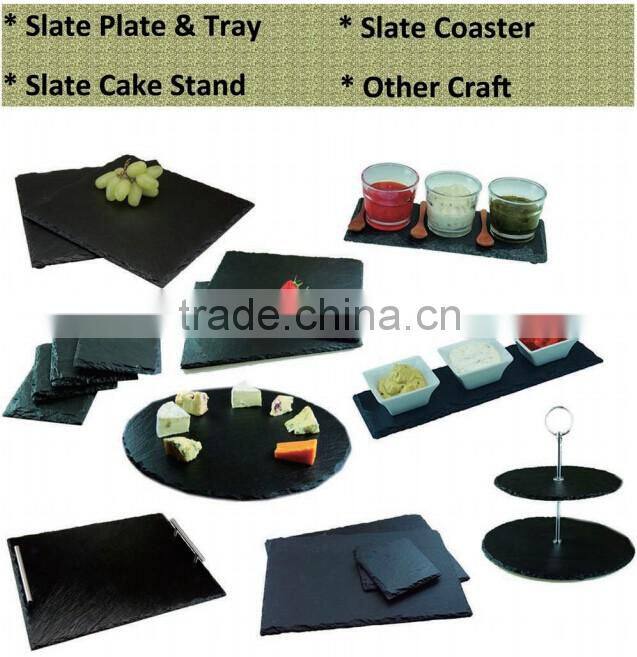 Flat black slate fruit dinner plate