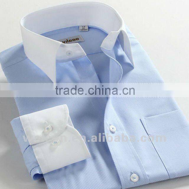 100% cotton stylish European style long sleeve blue dobby formal dress fashion designer shirts for men