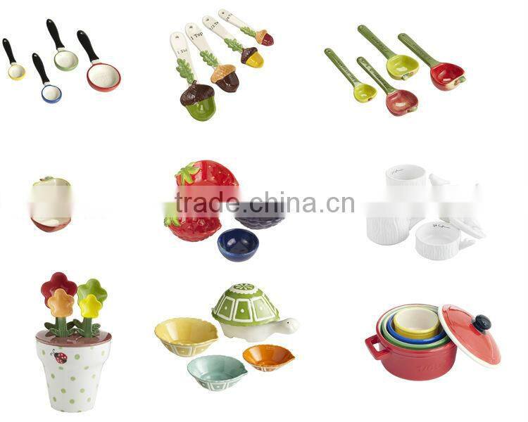 ceramic kitchen measuring spoon sets with apple design