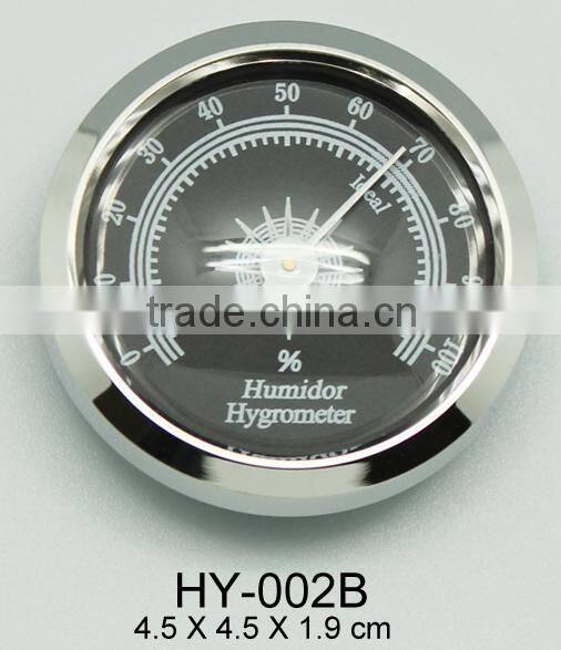 Metal round cigar humidor hygrometer