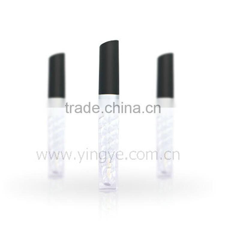 Oblique black cap custom empty lipgloss bottle with brush