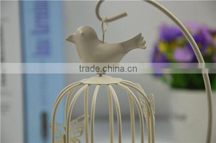 2015 new design retro European-style bird cage metal decorative candle holder with butterfly