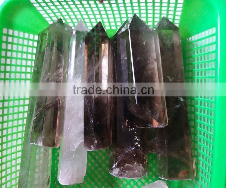 large natural rock smoky quartz crystal point