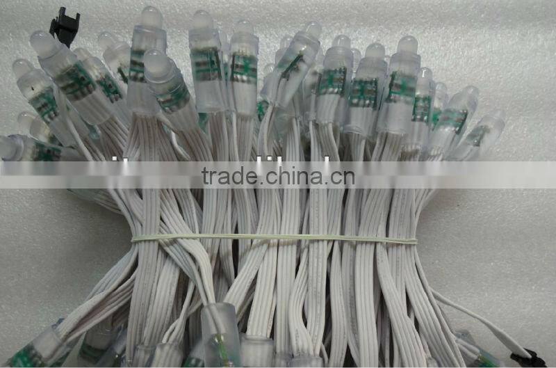 WHITE wire IP68 DC12V input 12mm through-hole LED RGB dump node;100pcs a string