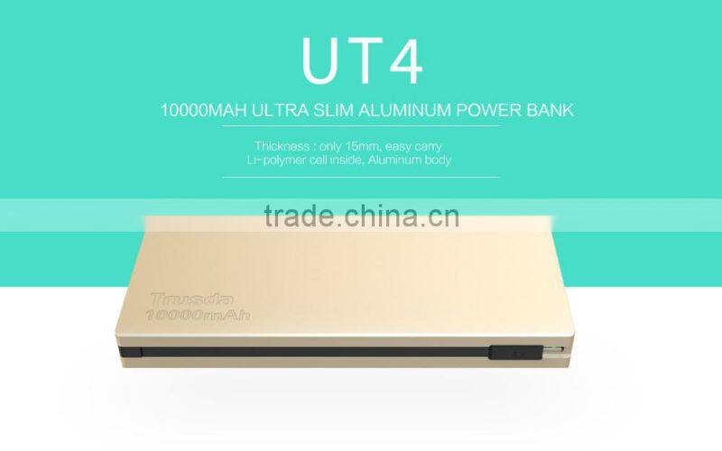 built in cable 10000mah intelligent metal case power bank