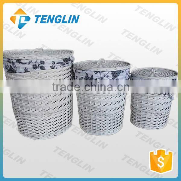 White wicker laundry baskets hampers