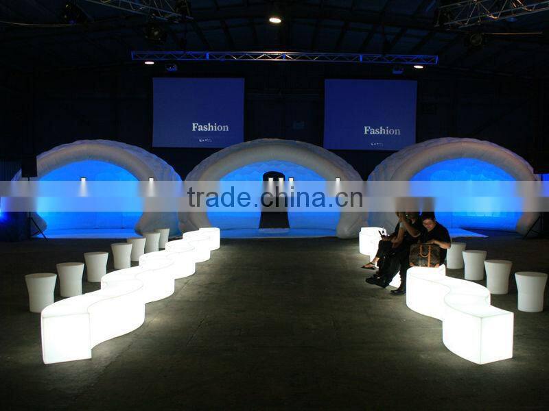 Inflatable Structure The inflatable office pod with coloured lighting