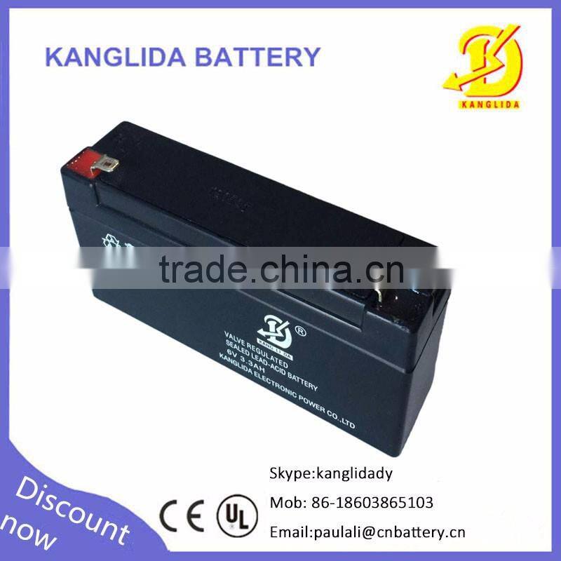 6v 3.3ah lead acid battery for lamp, 6v 3.3ah sealed battery