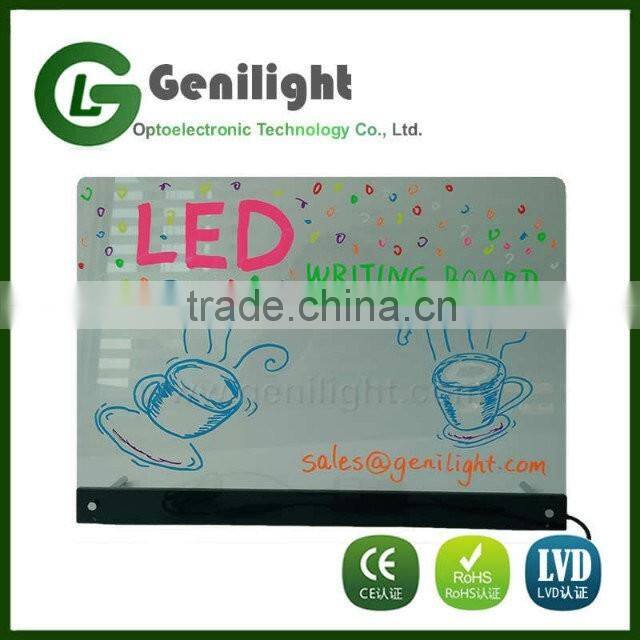 Hanging Menu Liquid Chalk Board with LED Lights, Tempered Glass