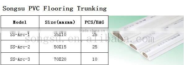 Semicircular pvc cable floor trunking of white color