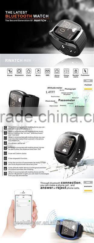 Smartwatch M26 -Black with LED Bluetooth Smartwatch M26 for Android ,IOS