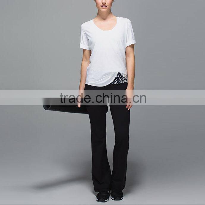 OEM service custom design print waist loose fit adult long yoga pants for women