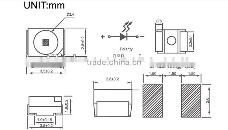 high brightness 3528 SMD LED warm white, cool white