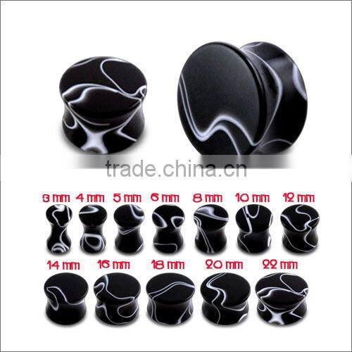 Acrylic ear plug body jewelry, fashion black ear body piercing jewelry
