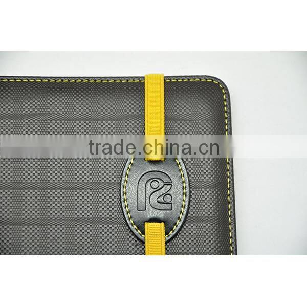 Custom journal covers with embossed logo and elastic band closure