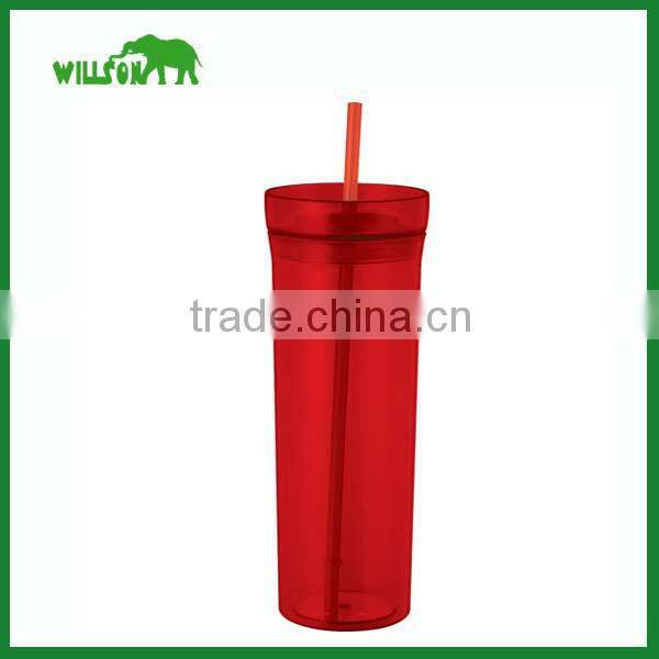 2016 Custom Items Double Wall Coke Cup Plastic Coffee Advertising Mug with Straw & Cap used on Beach