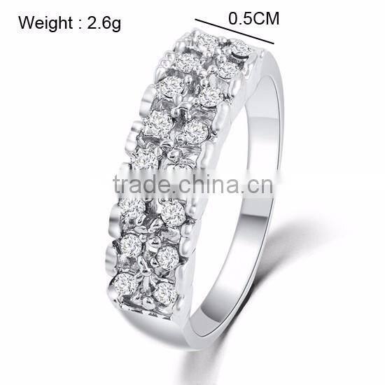 Free shipping silver plated clear crystal 1gram gold rings 2016