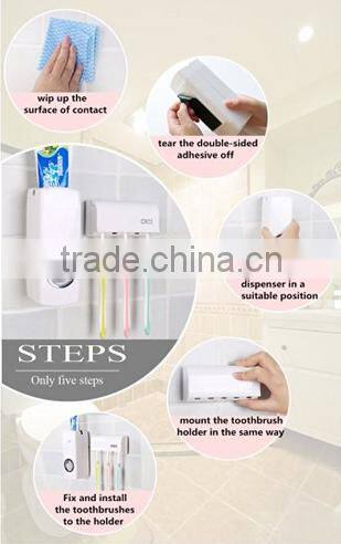 Toothpaste Dispenser Wall Mounted Automatic Toothpaste Squeezer Toilet Brush Holder Hands Free Dust-proof Toothpaste Squeezer