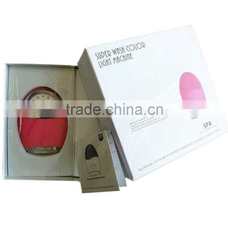 LED Light Vibration Face soft slicon Brush/Bubble-free Cleansing Gel