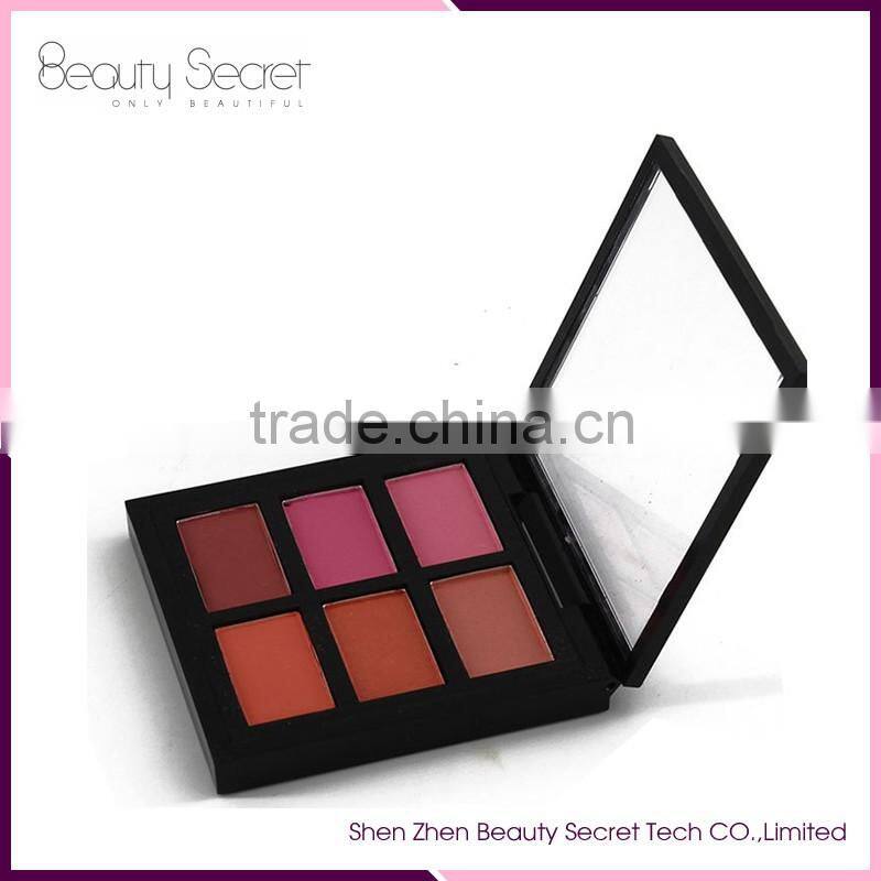 2016 New products No Logo 6 color cosmetic wholesale cosmetic square blush palette