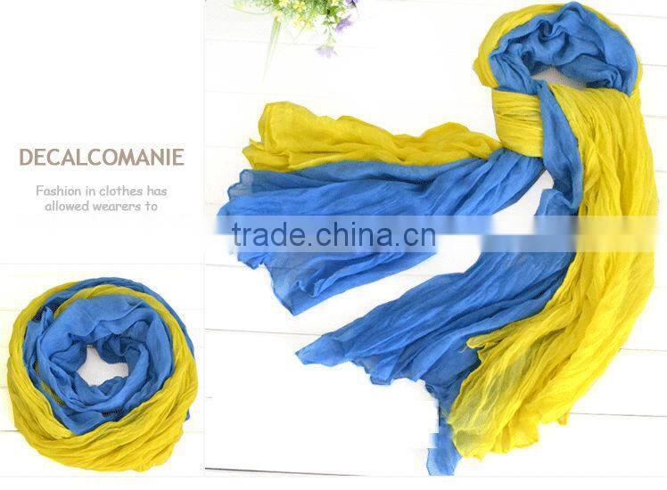 Promotion 1Dollar Scarf 2014 New Fashion Women Girls Candy Color Crinkle Long Soft Scarf Wrap Shawl Stole