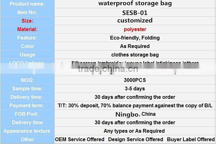 Storage polyester Bag, plastic shopping bag for storage, waterproof nylon polyester drawstring bag