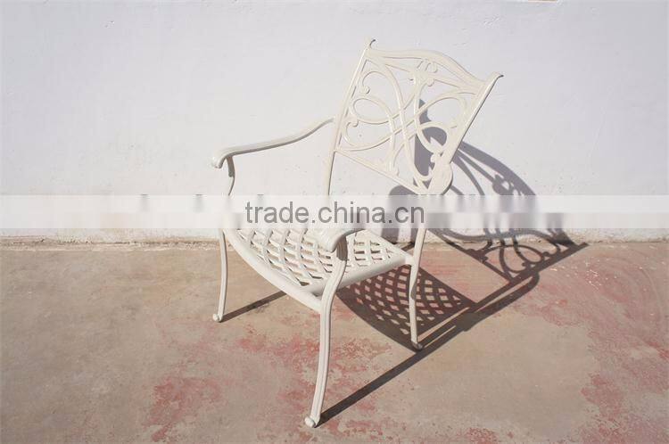 White reseau dinning table and chairs aluminum outdoor furniture