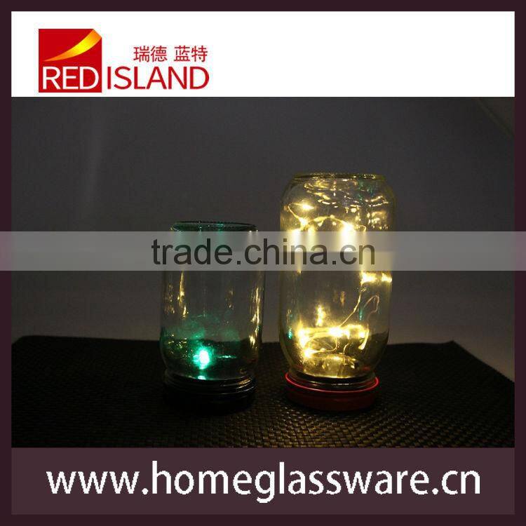 400ML luminous glass mason jar with metal lid