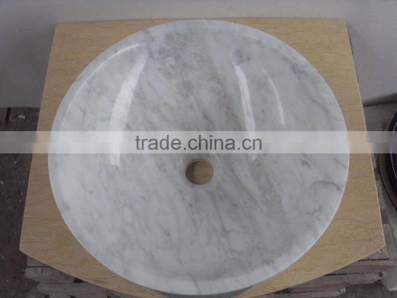 Carrara white marble sinks round basin hot sale