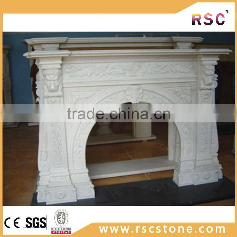 Special pillar carved white marble fireplace mantels